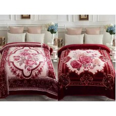 2 Ply Blanket - Burgundy Flower